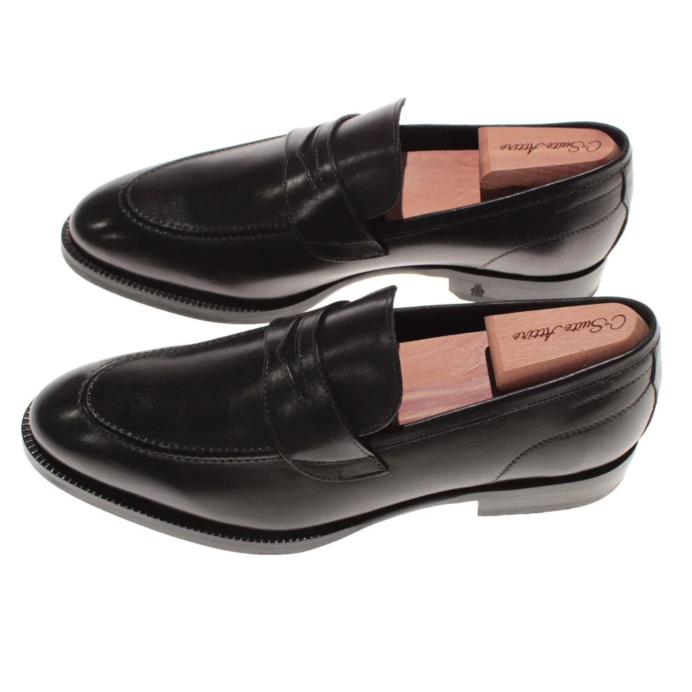 Di Bianco NWB Slip On Penny Loafers Size 7.5 US in Black Leather Made in Italy